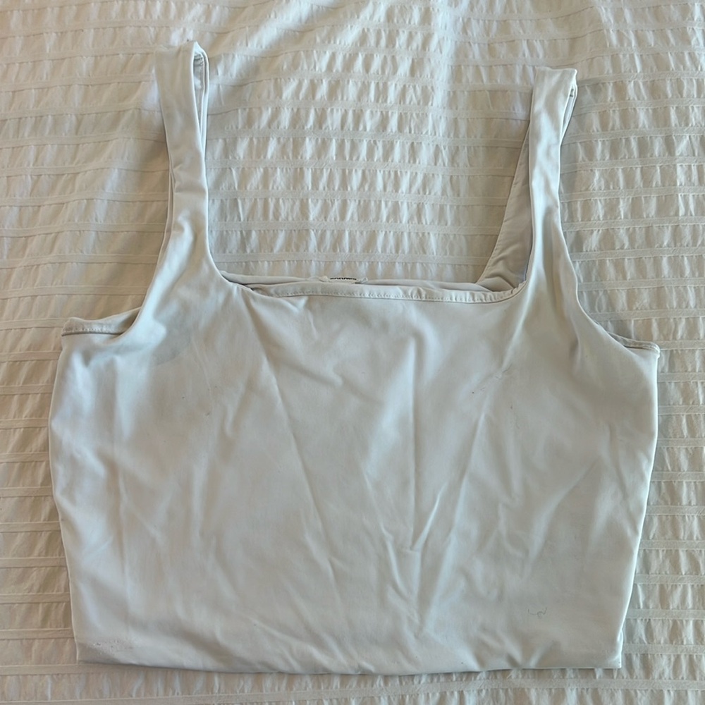 Garage white cropped contour tank top
